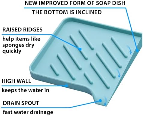 1 Pc Light Green Silicone Sponge Holder - Sink Tray for Soap and Sponge Organization - Image 4