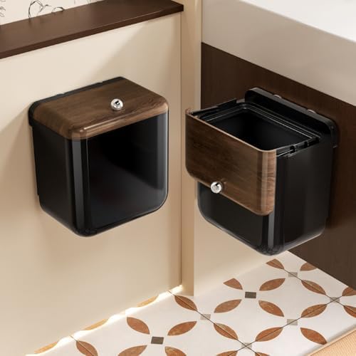 Large 3.2 Gallon Compost Bin, Under Sink Trash Can with Lid, Hanging Waste Cabinet for Office Kitchen Cupboard Bathroom Bedroom, Black - Image 3