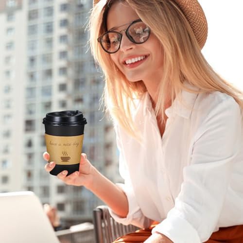 Lamosi 12 oz Coffee Cups 50 Pack, Disposable To Go Paper Cups with Lid - Image 6