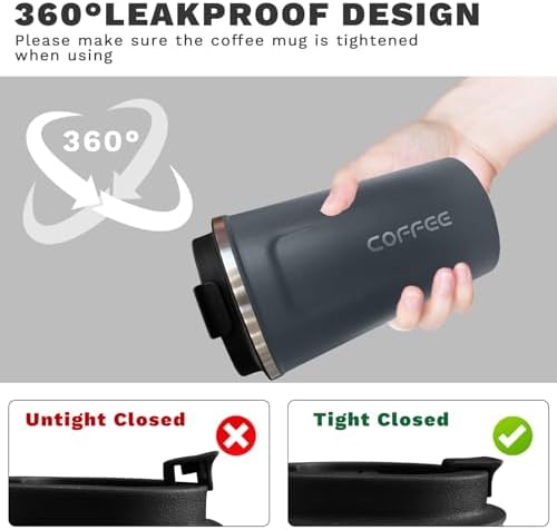 Insulated Travel Coffee Mug, Stainless Steel Coffee Cup with Leakproof Lid - Image 5