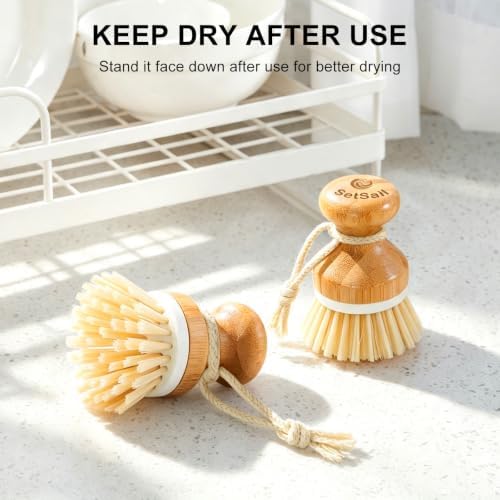 Bamboo Dish Scrubber 2 Pack Kitchen Brushes for Dishes Cleaning - Image 7