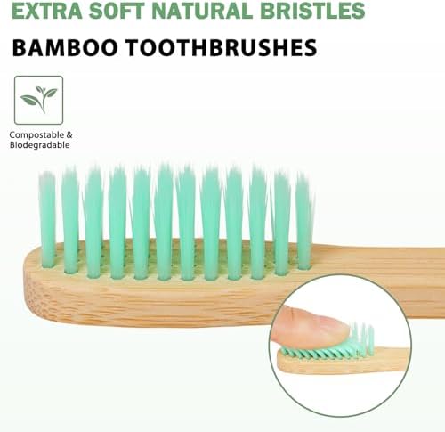 Tetragonal tree 8 Count Biodegradable Bamboo Toothbrushes - Natural Toothbrush Value Pack - Extra Soft Toothbrush for Adults, Good for Sensitive Teeth and Gums - Image 2