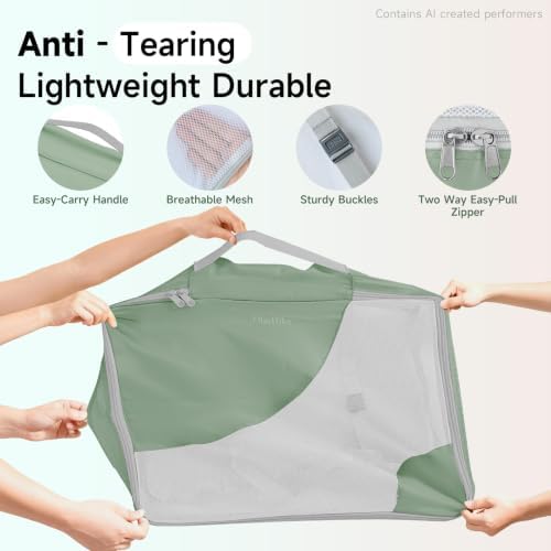 OlarHike Packing Cubes for Travel,Gifts for Women Mom,Anti-Tearing Suitcase Organizer for Luggage with Shoe & Hanging Toiletry Bag,Vacation Essentials & Accessories for Cruise Ship,9 Set,Matcha Green - Image 4