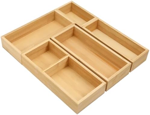 5-Piece Bamboo Drawer Organizer Storage Boxes Kitchen Multi-purpose Storage Dividers Drawer Organizer Set for Office Vanity Closet & Bathroom Kitchen Office Jewelry Cosmetics by Unknown