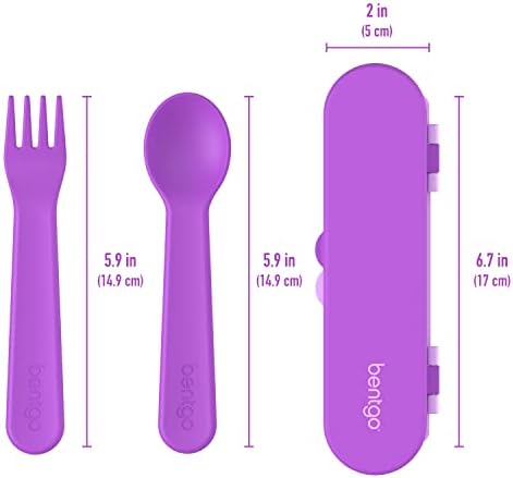 Bentgo Kids Plastic Utensil Set - Reusable Fork, Spoon & Storage Case, PFAS- & BPA-Free, Easy-Grip Handles, Lightweight, Dishwasher Safe, School Lunch, Travel & On-the-Go (Purple) - Image 5