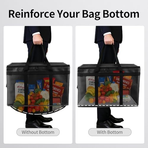 Bodaon 1PK Insulated Grocery Bags with Reinforced Baseboard, X-Large, Black - Image 4