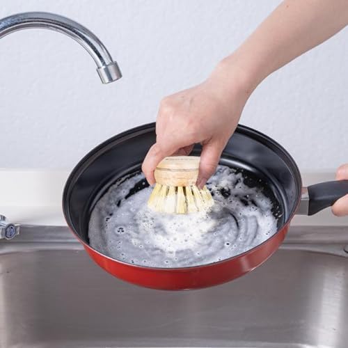 Bamboo Dish Brush with Handle - Soft Bristle Plastic Free Potato Scrubber Brush Compostable & Sustainable Produce Brush for Dishes Pots and Pans - Image 6
