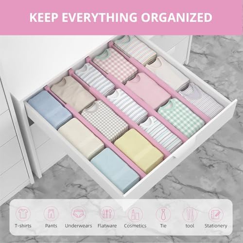 ANTOWIN Expandable Bamboo Drawer Dividers Organizers, Drawer Separators Splitter, 17-22 inches Long Adjustable Spring-loaded Organizer for Large Utensil, Clothes, Tools(Pink) - Image 3