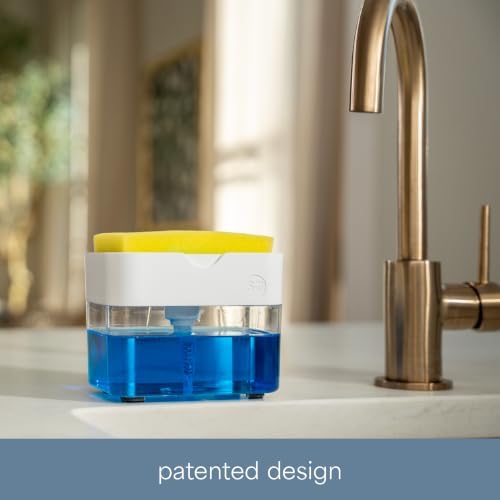 S&T INC. Dish Soap Dispenser and Sponge Holder, Matte White - Image 5