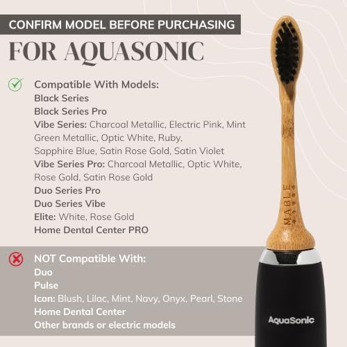 Bamboo Electric Toothbrush Heads | Compatible with Aquasonic Electric Toothbrush | 4 Brush Heads with Soft Bristles | Plant-Based Adult Size Replacement Heads - Image 2
