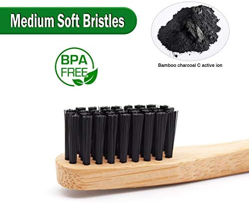 Virgin Forest Bamboo Toothbrushes 6pk, Charcoal Medium Soft BPA Free - Image 2