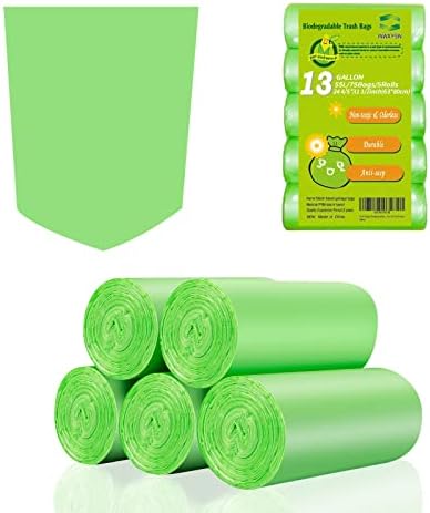 Trash Bags 13 Gallon Tall Kitchen Garbage Bags, Inwaysin Recycle Bags, Biodegradable Trash Bags, 75 Bags, Green by Inwaysin