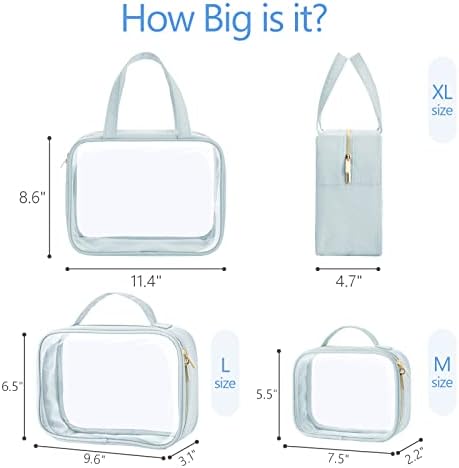 PACKISM Clear Makeup Bag Travel - TSA Approved Toiletry Bag, 3 Grayish Blue - Image 2