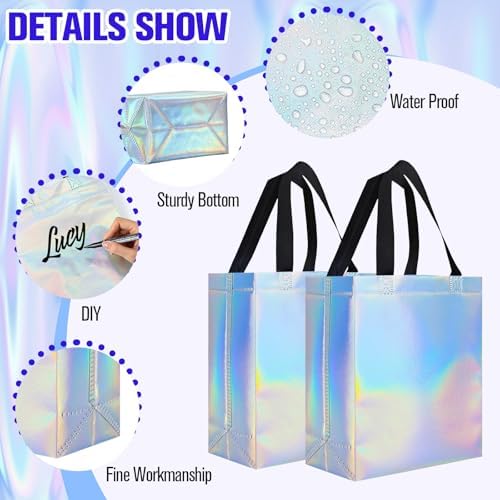Eccliy 80 Pcs Reusable Gift Bags, Medium, Rainbow - Image 4
