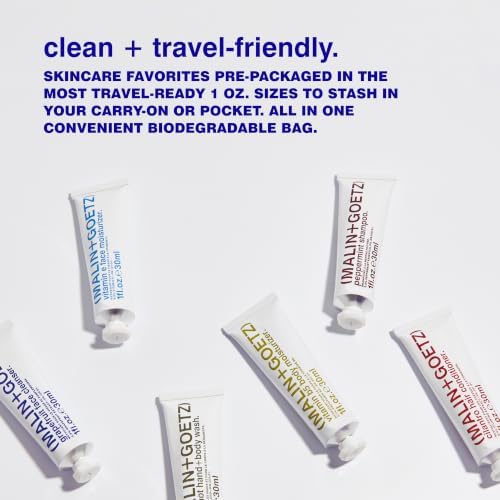 MALIN+GOETZ Best-Sellers Travel Kit | Six Everyday Essentials for Face, Body + Hair | Grapefruit Face Cleanser, Vitamin E Face Moisturizer, Peppermint Shampoo + More | Vegan, Travel-Friendly(6 x 1 oz) - Image 5