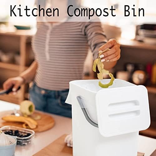 LALASTAR Compost Bin Indoor Kitchen Sealed, Hanging Small Trash Can with Lid Under Sink for Kitchen, Food Waste Bin for Countertop, Mountable Garbage Can for Bathroom, RV, 5L/1.3 Gal, White - Image 2