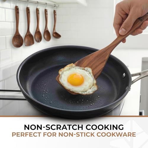 Wooden Spoons for Cooking 6 Pcs, Teak Wooden Utensil Set with Hanging Hooks - Image 3