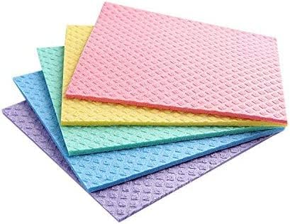 Reusable Cleaning Cellulose Sponge Cloths Absorbent Wipes Clean Kitchen Car Dish Eco-Friendly Dishcloth Hand Towel Auto - 2pack (10pcs) - Non Vacuum by Sold_By_Cheapnwork
