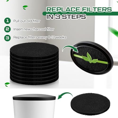 Pangda 8 Pack Oval-Shaped Charcoal Filters for Compost Bucket Countertop Bin Pails in Indoor, Activated Charcoal Filter Dimensions Approx 6-1/2 x 5 Inches 3/8 Inch Thick - Image 4