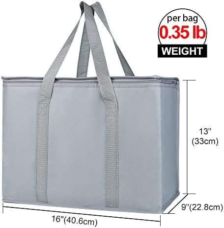 Bodaon Insulated Reusable Grocery Shopping Bags, 2-Pack, X-Large, Grey - Image 2