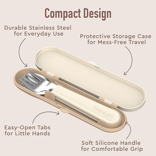 Bentgo Kids Stainless Steel Utensil Set - Reusable Fork, Spoon & Storage Case, PFAS- & BPA-Free, Easy-Grip Handles, Lightweight, Dishwasher Safe, School Lunch, Travel & Outdoors (NEW Cowgirl Dreams) - Image 4