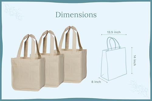 Best Canvas Grocery Shopping Bags - Cloth Grocery Tote Bags - Reusable Cotton Grocery Tote Bags with Bottle Sleeves - Image 5