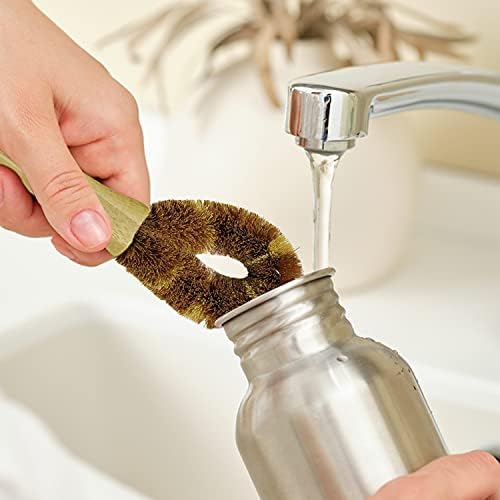 5 Pieces Bamboo Dish Brush Set for Eco-Friendly Home - Wooden Dish Scrubbers, Sustainable Kitchen Cleaning Set, Natural Bristle Dish Brushes for Pots Pans Bottles - Image 6
