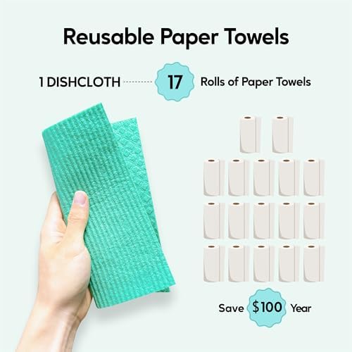 Swedish Dishcloths for Kitchen, 5 Pack Swedish Dish Cloths, Ultra Absorbent Reusable Paper Towels, Cellulose Sponge Cloths, Quick Drying, No Odor, Dishwasher Safe Orange - Image 6