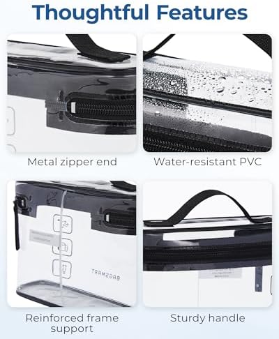 BAGSMART TSA Approved Toiletry Bag, 2 Pack Clear Makeup Cosmetic Bag Organizer, Quart Size Travel Bag for Toiletries, Carry-on Travel Accessories Essentials, White-2pcs - Image 3