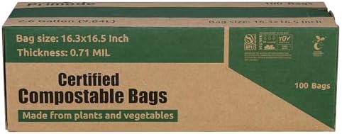 Compostable Bags, 2.6 Gallon Food Scraps Yard Waste Bags, 100 Count, Extra Thick 0.71 Mil. ASTMD6400 Compost Bags Small Kitchen Trash Bags, Certified By BPI And TÜV AUSTRIA - Image 2
