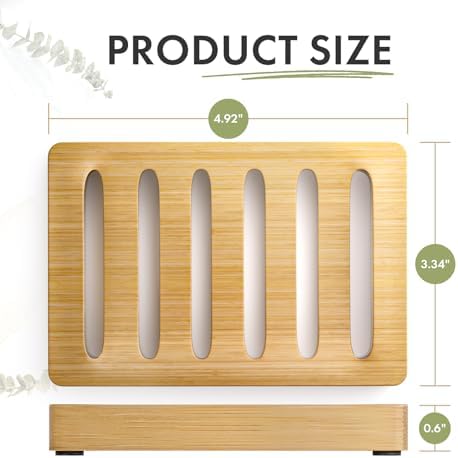 AmazerBath Soap Holder Soap Dish, Bamboo Soap Dish, 2 Pack Wood Bar Soap Holder for Shower, Trays Self Draining, Soap Saver for Shower, Bathroom, Kitchen(Natural Color) - Image 3