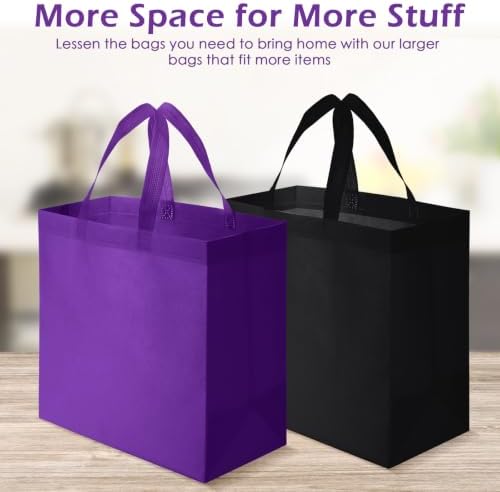 Reginary 100 PCS Non Woven Tote Bags Bulk,Black & Purple - Image 4