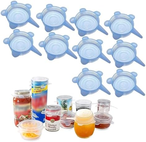 Silicone Can Lids (10-Pack of 2.6 inch), Reusable Silicone Stretch Lids for Pet Food Cans, Leakproof BPA-free Seal Can Covers for Soda/Beer Cans, Mugs, Cups, Canned Pet Foods by Adpartner