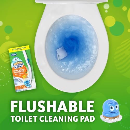 Scrubbing Bubbles Toilet Bowl Brush and Holder with Cleaner Refill Pads, Fresh Brush Toilet Wand Starter Kit, Cleans Limescale & Fights Odors, Citrus Scent, 1 Wand + 4 Refills + 1 Stand (Pack of 4) - Image 2