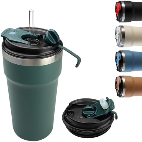 SPLMIFA Travel Coffee Mugs Leak-Proof, Reusable Coffee Cups with Lids, Stainless Steel Vacuum Insulated Coffee Tumblers, Thermal Insulation Cups for Men and Women Hot & Cold Drinks(4th-Green, 16OZ) by SPLMIFA