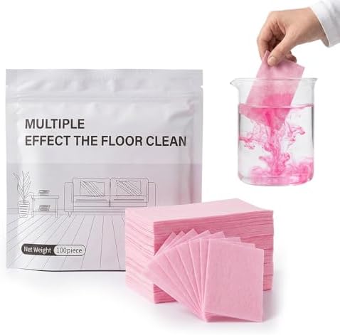 100pcs Floor Cleaning Tablets Sheets, Water Soluble Concentrated Floor Cleaner for Mopping, Multi-Surface Cleaning Sheets for Hardwood Floors, Laminate, Tile & Wall Cleaning by Unknown