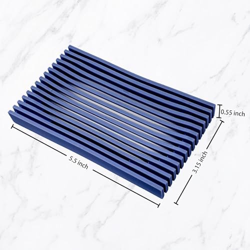 Aoheuo Modern Minimalist Soap Dish (3Pack),Drainage Silicone Soap Holder,5.5 Long by 3.15 Wide,0.55 inches high,Used for Kitchen,Bathroom,and Bar Sink(Blue,Blue,Blue) - Image 6