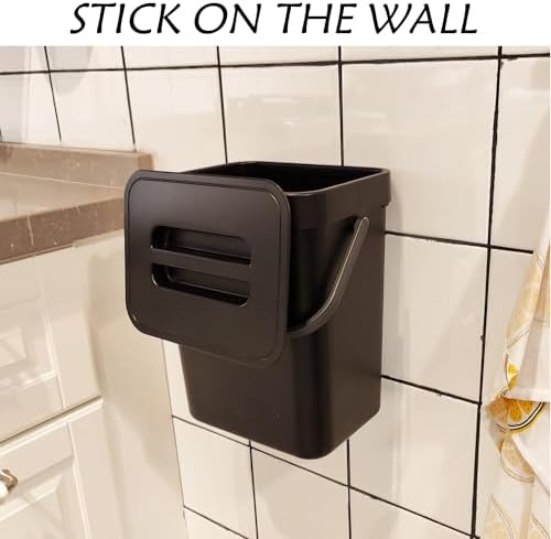 stonespace Kitchen Compost Bin 1.3 Gal Hanging Under Sink Trash Can,Black - Image 5
