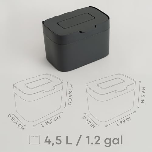 KAZAI. Compost Bin Kitchen 'Elin' | 1.2 GAL / 4.5L Countertop Compost Bin with Lid & Carbon Filter | Odor-Free, Dishwasher Safe, with Inner Bucket | Small Indoor Kitchen Composter | Graphite-Black - Image 2