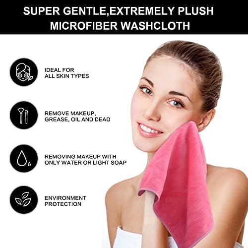 SINLAND Microfiber Facial Cloths Fast Drying Washcloth 12inch x 12inch Dark pink 6 pack - Image 4