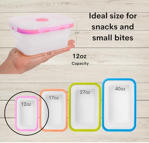 ECOBERI Collapsible Food Storage Containers with Lids, 4 Piece, 12 oz - Image 2