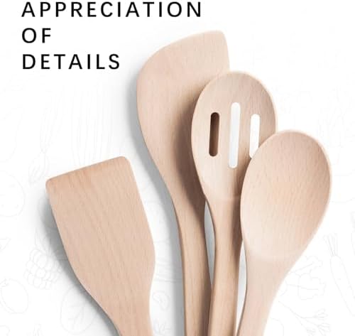 Wooden Spoons for Cooking, 4-Piece Beech Wood Cooking Utensil Set - Image 3