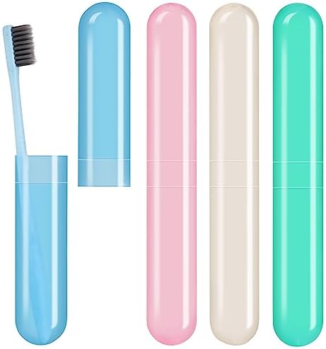 Hooqict 4 Pack Toothbrush Cases Travel Toothbrush Holder Portable Toothbrush Container Plastic Protector Cover Case for Traveling, Camping, Home, School, Business by Hooqict
