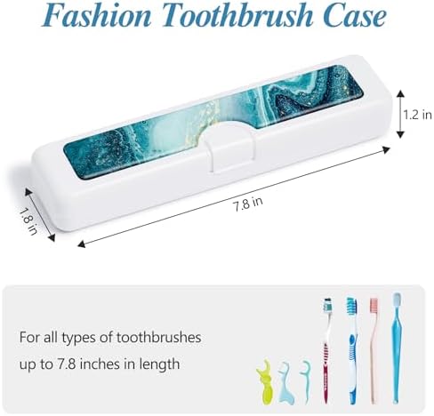 Toothbrush Travel Case - Colorful Pattern, Holder and Covers for Toothbrushes, Includes Tongue Scraper Case - Image 2
