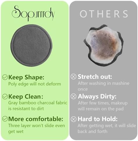 28 Pack Reusable Cotton Rounds with Washable Laundry Bag and Round Box|Travel Essentials for Skincare, Makeup Remover Pads and Storage|Reusable Makeup Remover Pads Black - Image 5