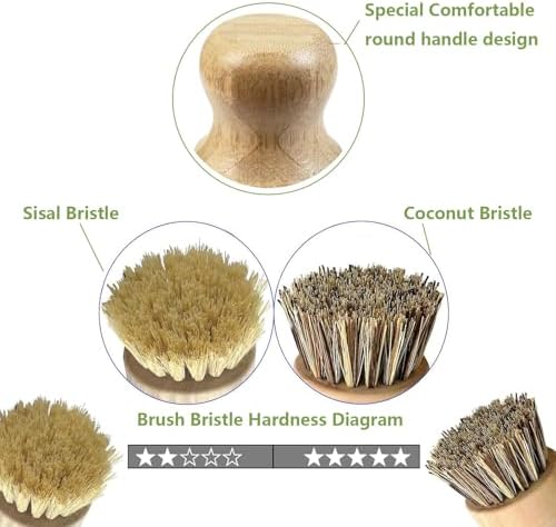 Bamboo Dish Scrub Brush with Bamboo Pan Scraper - Image 5