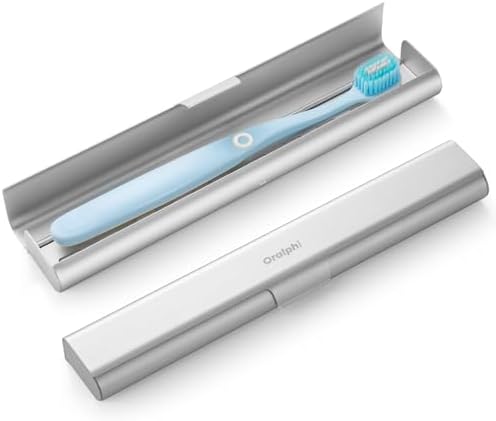 Aluminum Toothbrush Travel Case, Portable Travel Toothbrush Holder, Durable Manual Toothbrush Box Container for Traveling, Bathroom, Camping, Business Trip-1Pack Silver by Oralphi