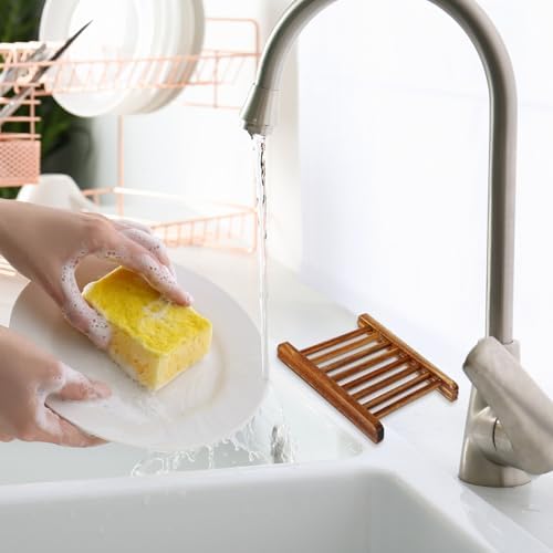 Sawysine 50 Pcs Bamboo Soap Holder Self Draining,Charcoal and Wood Color - Image 3