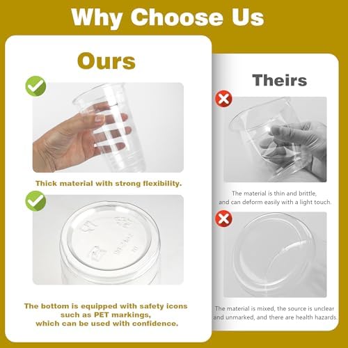 Charmount 24 oz Clear Plastic Cups with Lids and Straws - Image 4