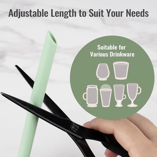 NiHome 6-Pack Wide Reusable Bent Silicone Straws for Smoothies, Milkshake - Image 5